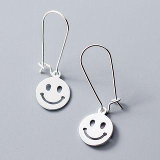 925 Sterling Silver Smiley Dangle Earring 1 Pair - Earring - One Size