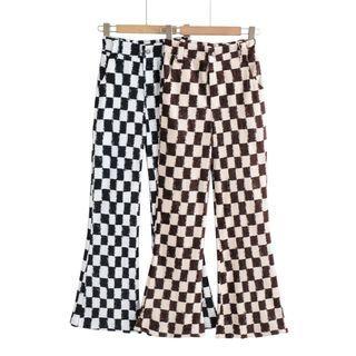 Check Flared Pants