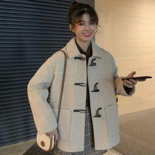 Toggle-button Woolen Short Coat