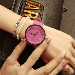 Embossed Numeral Canvas Strap Watch