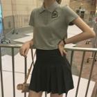 Angelique Short-sleeve Polo Shirt / High Waist Pleated Skirt