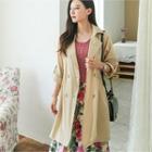 Cap-sleeve Double-breasted Trench Coat