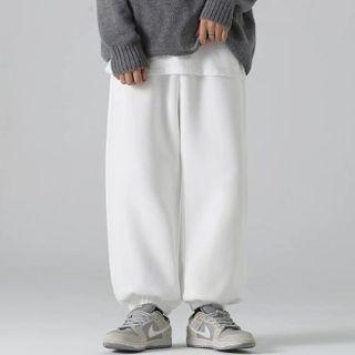 Drawstring Plain Sweatpants / Long-sleeve Plain T-shirt