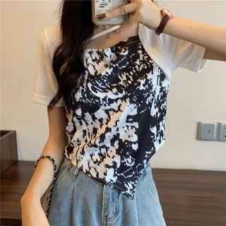Mock Two Piece Tie-dye Cropped Top