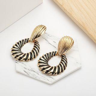 Glaze Alloy Drop Earring 1 Pair - Black & Gold - One Size