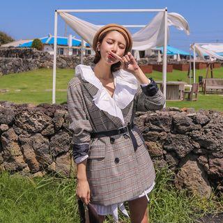 Double-breasted Checked Jacket One Size