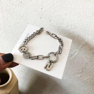 Smiley Alloy Bracelet 1pc - Silver - One Size