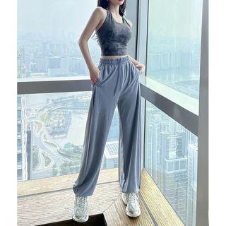 High Waist Wide Leg Sweatpants / Tie-dyed Camisole Top / Set
