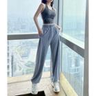 High Waist Wide Leg Sweatpants / Tie-dyed Camisole Top / Set