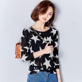 Long-sleeve Star Printed Top