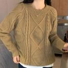 Cable Knit Sweater Light Brown - One Size