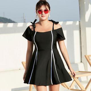 Cold-shoulder Swim Dress