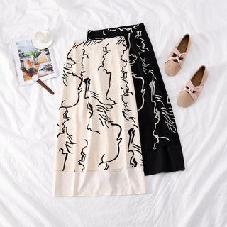 Panel Print A-line Skirt