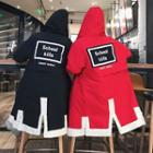 Couple Matching Reversible Lettering Embroidered Zip Hooded Coat