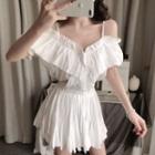 Cold Shoulder Short-sleeve Top / A-line Skirt