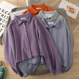 Collared Cropped Button-up Jacket