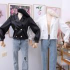 Double-breasted Satin V-neck Blouse