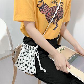 Polka Dots Drawstring Closure Crossbody Bag