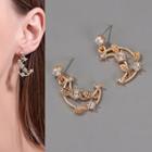 Rhinestone Moon & Star Dangle Earring 7415 - 1 Pair - 01 - Kc Gold - One Size