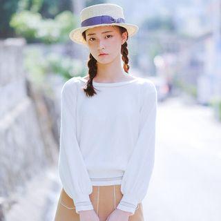 Puff Sleeve Sweater White - One Size