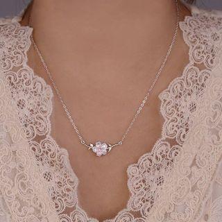 Floral Necklace With Gift Box - 1 Pc - Silver - One Size