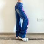 High-waist Lettering Print Straight Leg Jeans