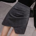 Asymmetrical Houndstooth Mini Pencil Skirt