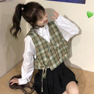 Plain Shirt / Lace-up Vest