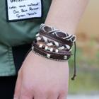 Braided Layered Genuine Leather Bracelet As Shown In Figure - One Size