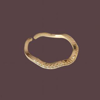 Wavy Rhinestone Alloy Open Ring