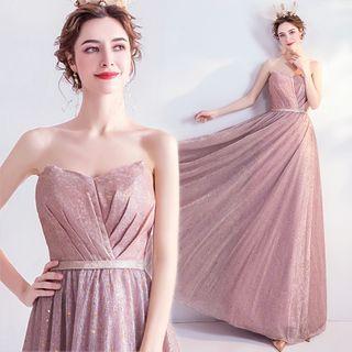 Strapless Glitter A-line Gown