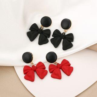 Bow Faux Leather Dangle Earring