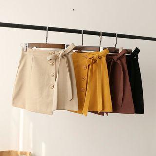 Bow Mock Two-piece Mini Skirt