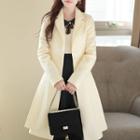 Single-buttoned Belted Flared Coat