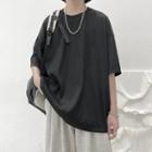 Short-sleeve Plain Ribbed T-shirt