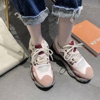 Mesh Panel Lace-up Platform Sneaker