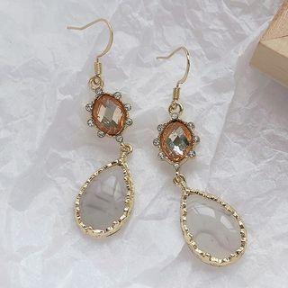 Rhinestone Resin Drop Earring 1 Pair - Gold - One Size