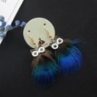 Owl Dangle Earring / Peacock Feather Drop Earring