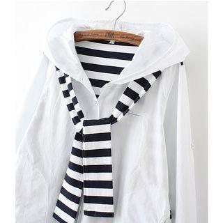 Striped Panel 3/4-sleeve Shirt