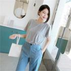 Cutout-shoulder Dolman-sleeve T-shirt