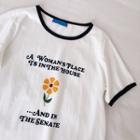 Flower Short-sleeve T-shirt White - One Size