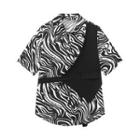 Short-sleeve Mock Two-piece Zebra Print Shirt