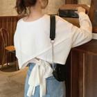 Plain Tie-back Long-sleeve Cropped T-shirt