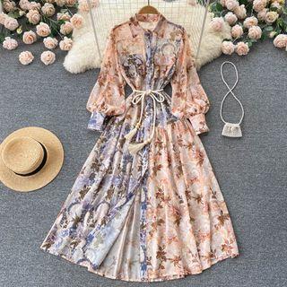 Floral Maxi A-line Shirt Dress