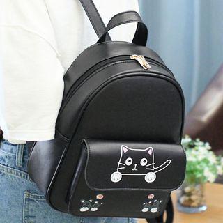 Mini Printed Faux-leather Backpack