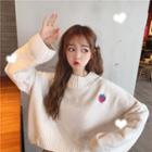 Heart Embroidered Oversize Sweater