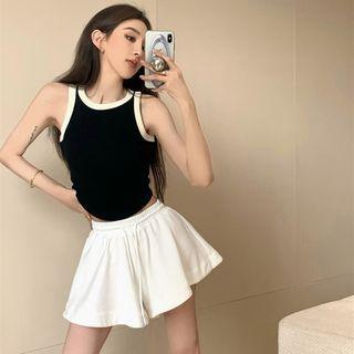 Contrast Trim Tank Top / Drawstring Shorts