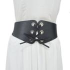 Lace-up Elastic Wide Belt Black - One Size