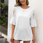 Flared-sleeve Lace Panel T-shirt