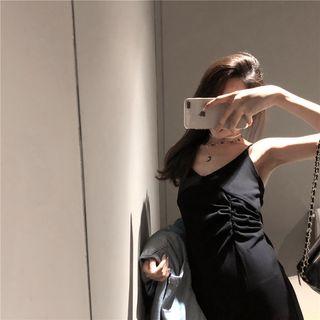 Spaghetti Strap Split Hem Midi Dress